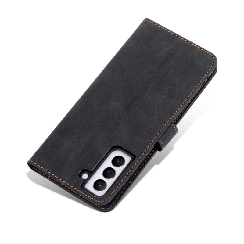 Capa Flip Para Samsung Galaxy S22 5G Costura Azns