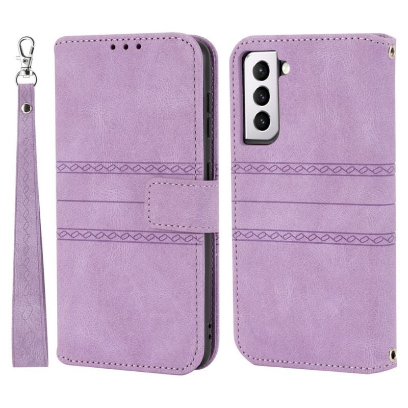 Capa Flip Para Samsung Galaxy S22 5G Costuras De Renda