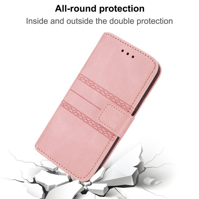 Capa Flip Para Samsung Galaxy S22 5G Costuras De Renda