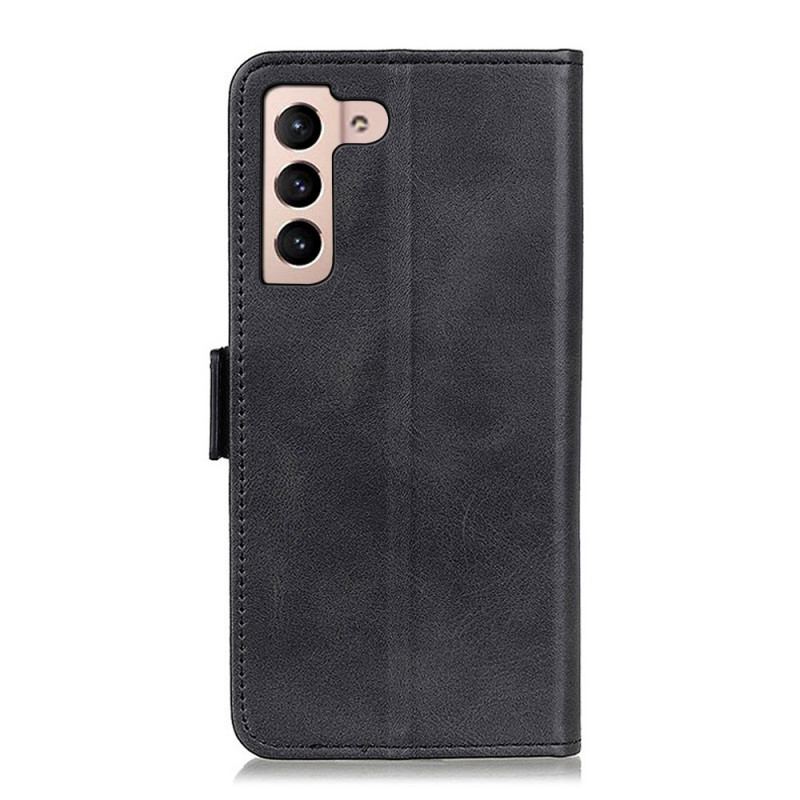 Capa Flip Para Samsung Galaxy S22 5G De Couro Aba Dupla