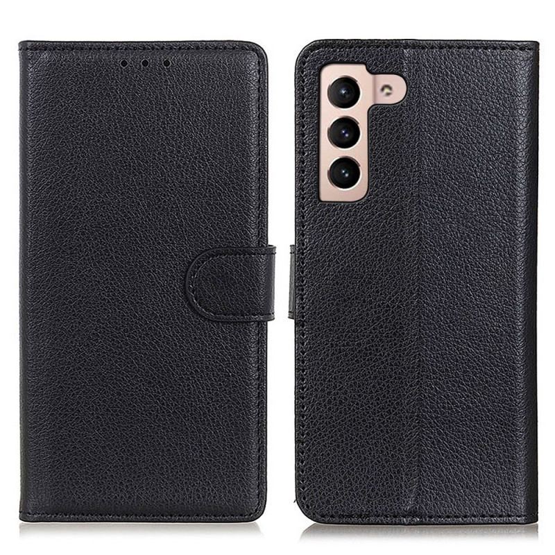 Capa Flip Para Samsung Galaxy S22 5G Couro Lichia Tradicional