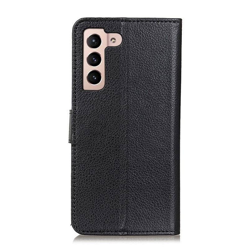 Capa Flip Para Samsung Galaxy S22 5G Couro Lichia Tradicional