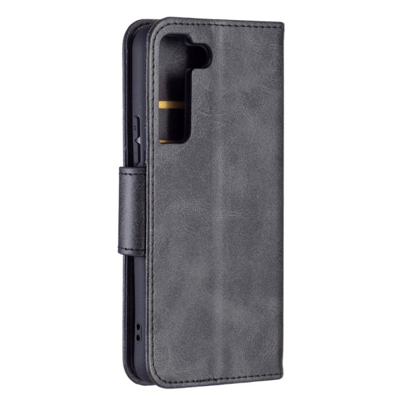 Capa Flip Para Samsung Galaxy S22 5G De Couro Retalho Liso Oblíquo