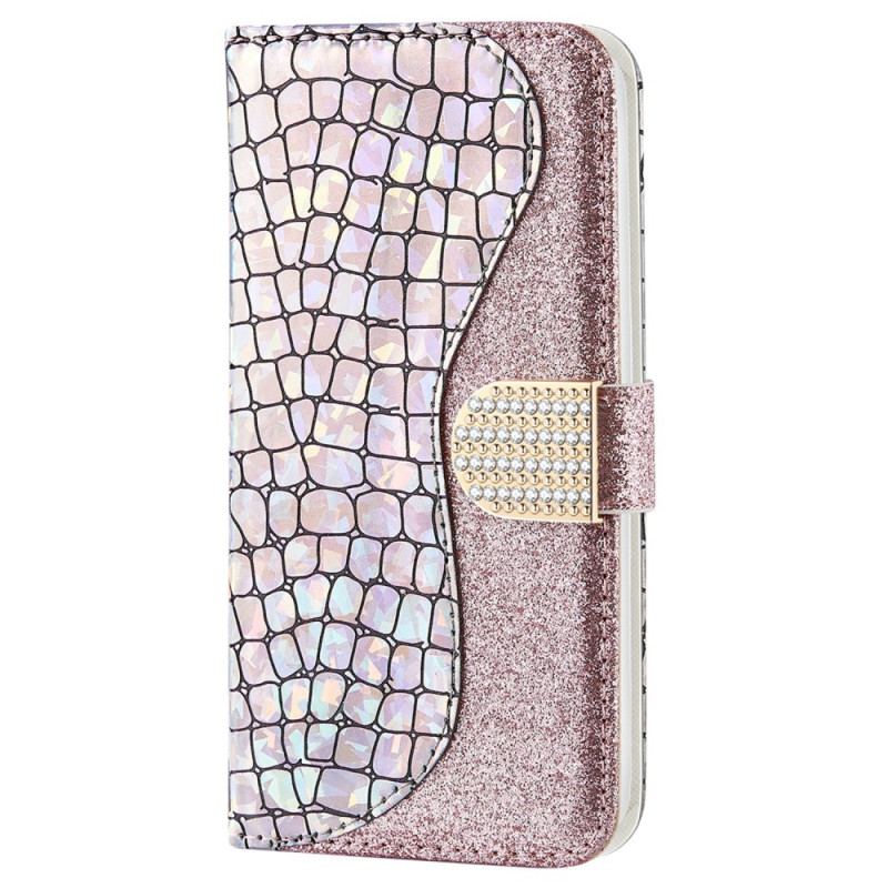 Capa Flip Para Samsung Galaxy S22 5G Diamantes De Crocodilo