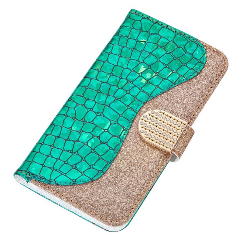 Capa Flip Para Samsung Galaxy S22 5G Diamantes De Crocodilo