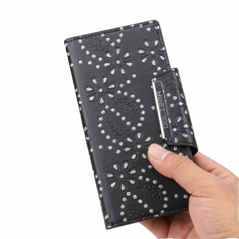 Capa Capa Flip Para Samsung Galaxy S22 5G Diamantes Destacáveis