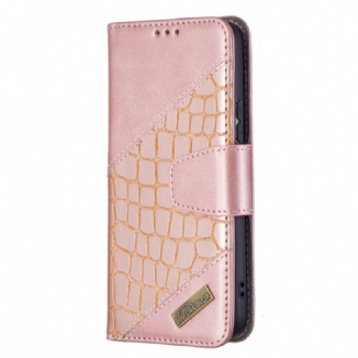 Capa Flip Para Samsung Galaxy S22 5G Efeito Clássico De Pele De Crocodilo