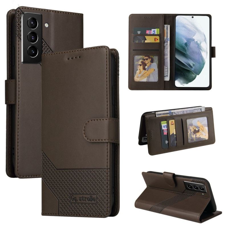 Capa Flip Para Samsung Galaxy S22 5G Efeito Couro Gq.utrobe