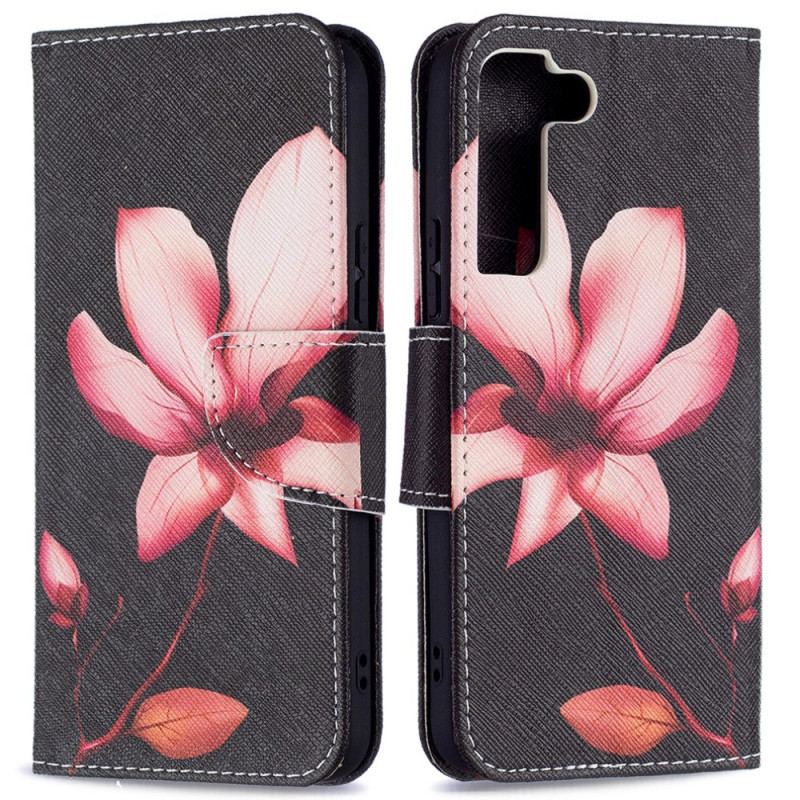 Capa Flip Para Samsung Galaxy S22 5G Flor Rosa