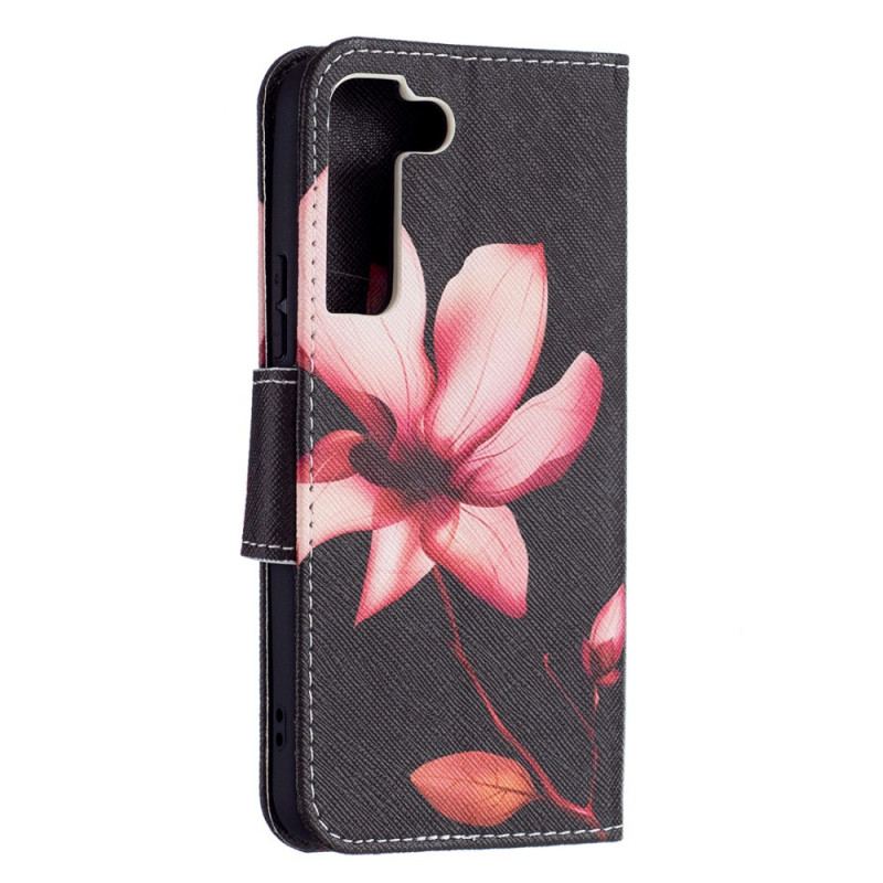 Capa Flip Para Samsung Galaxy S22 5G Flor Rosa