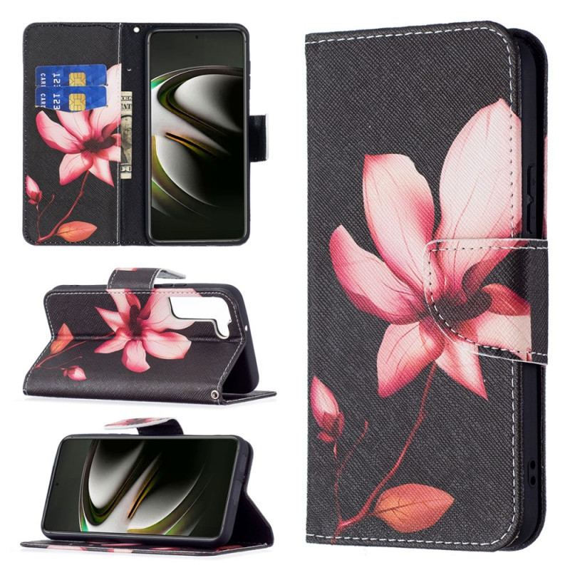 Capa Flip Para Samsung Galaxy S22 5G Flor Rosa