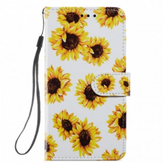 Capa Flip Para Samsung Galaxy S22 5G Girassóis