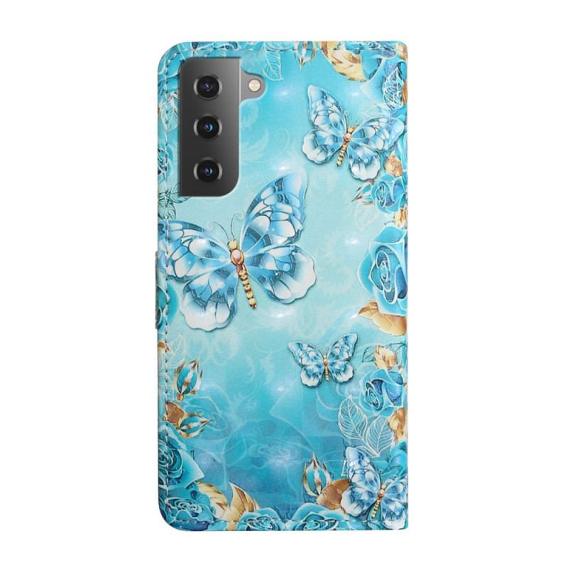 Capa Flip Para Samsung Galaxy S22 5G Vôo De Borboletas