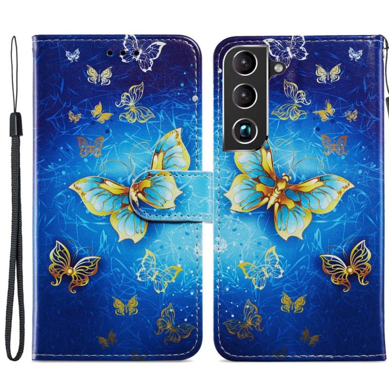 Capa Flip Para Samsung Galaxy S22 5G Vôo De Borboletas