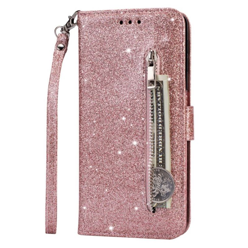 Capa Folio Para Samsung Galaxy S22 5G Bolsa De Moedas Glitter