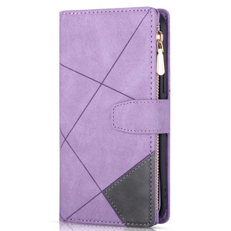 Capa Folio Para Samsung Galaxy S22 5G Bolso Com Zíper Gráfico Em Dois Tons