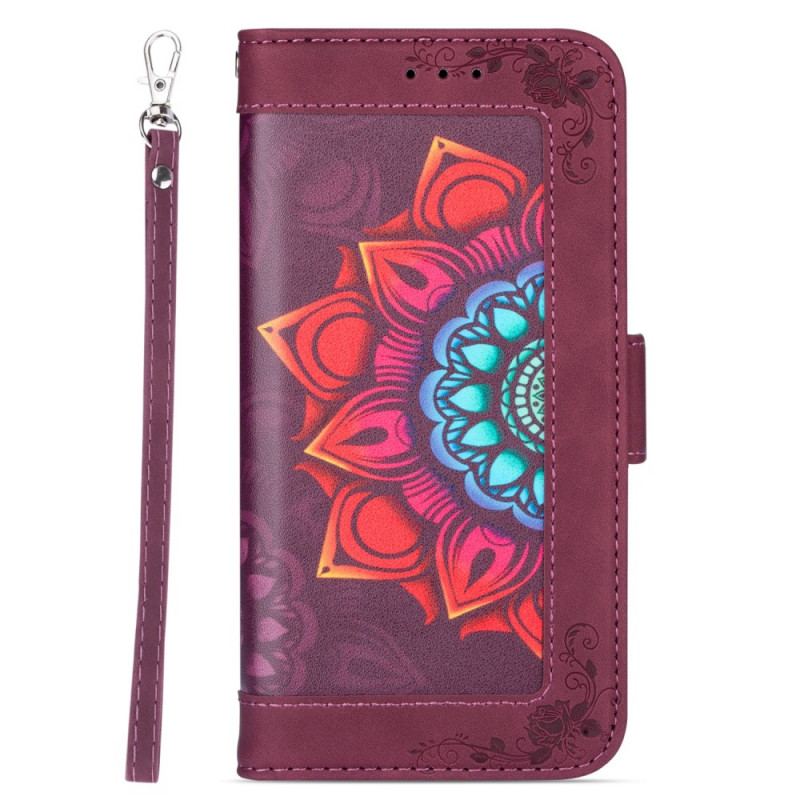 Capa Folio Para Samsung Galaxy S22 5G De Cordão Decoração Mandala Strappy