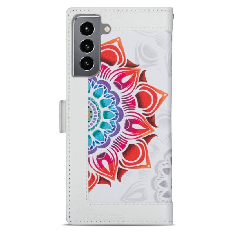 Capa Folio Para Samsung Galaxy S22 5G De Cordão Decoração Mandala Strappy