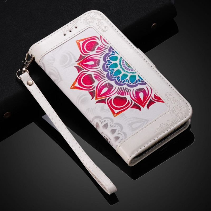 Capa Folio Para Samsung Galaxy S22 5G De Cordão Decoração Mandala Strappy