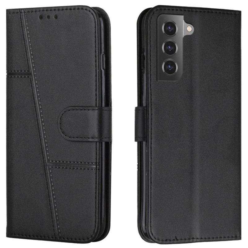 Capa Folio Para Samsung Galaxy S22 5G De Cordão Strappy Geo Leather Effect