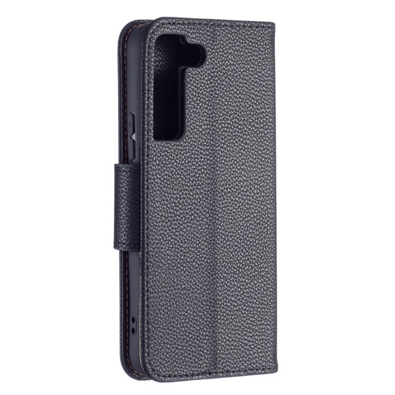 Capa Folio Para Samsung Galaxy S22 5G Flip Lichia Rabat Oblíqua