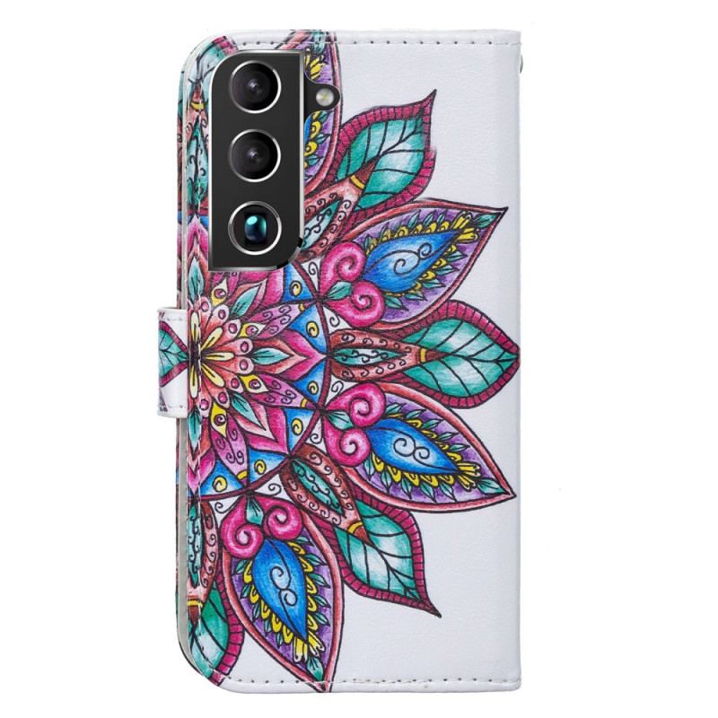 Capa Folio Para Samsung Galaxy S22 5G Mandala Desenhada