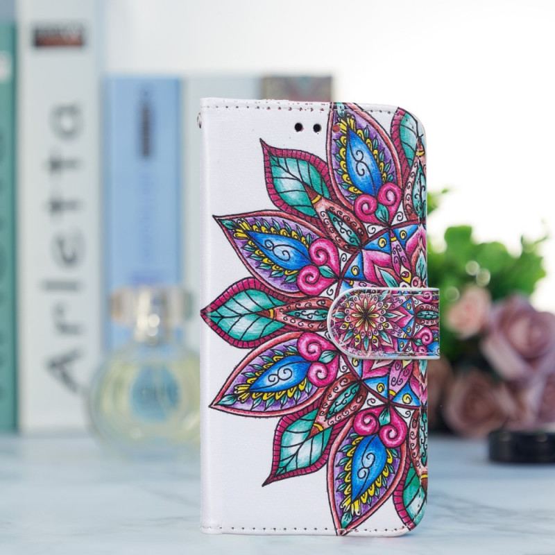 Capa Folio Para Samsung Galaxy S22 5G Mandala Desenhada