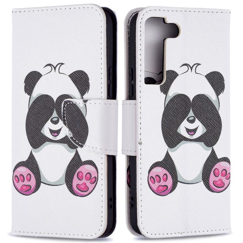 Capa Folio Para Samsung Galaxy S22 5G Panda Divertido