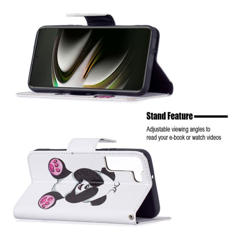 Capa Folio Para Samsung Galaxy S22 5G Panda Divertido