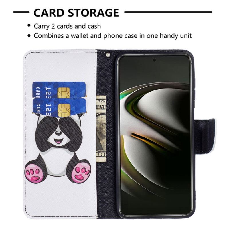 Capa Folio Para Samsung Galaxy S22 5G Panda Divertido