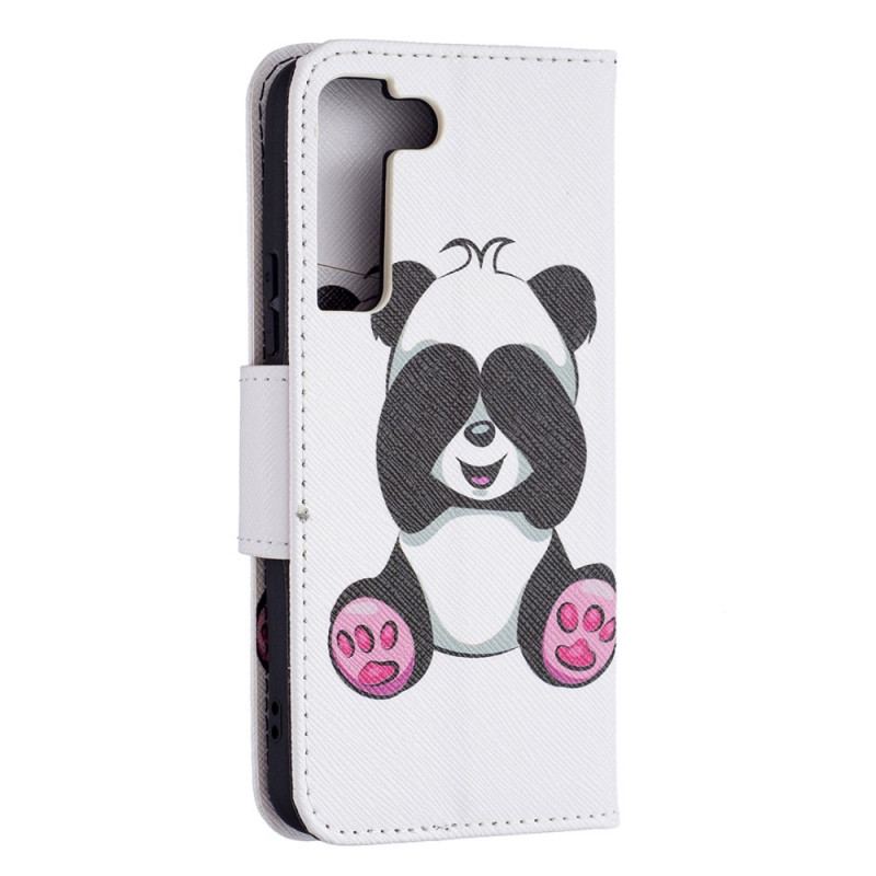 Capa Folio Para Samsung Galaxy S22 5G Panda Divertido