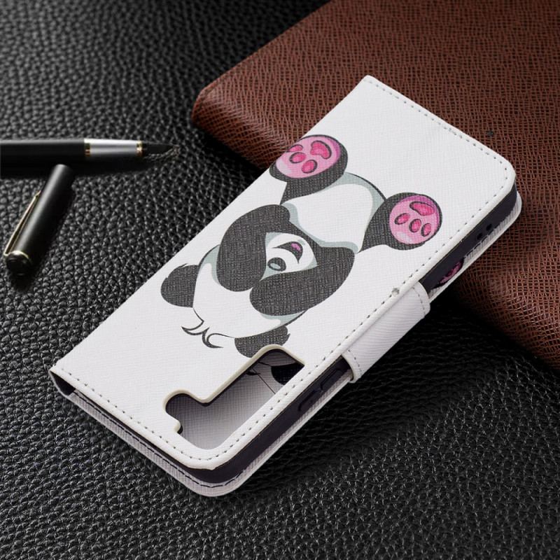 Capa Folio Para Samsung Galaxy S22 5G Panda Divertido