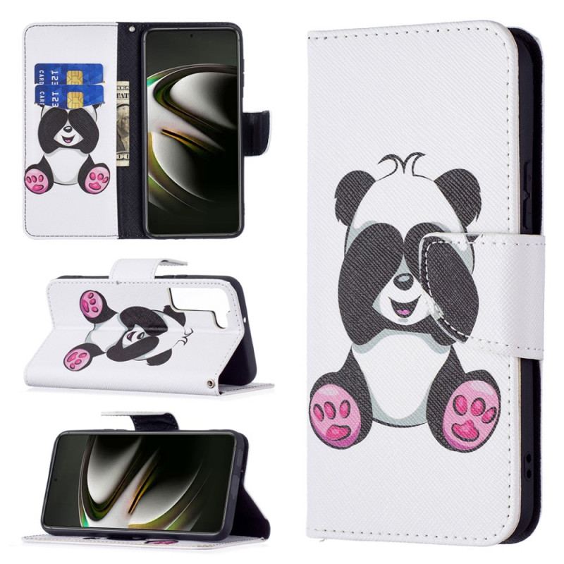 Capa Folio Para Samsung Galaxy S22 5G Panda Divertido