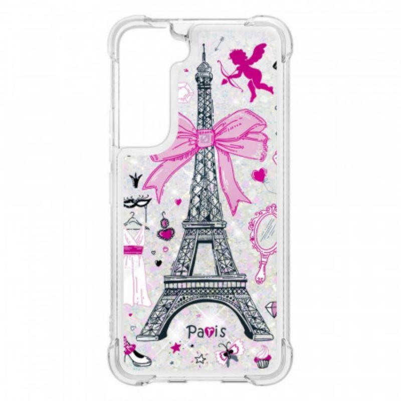 Capa Para Samsung Galaxy S22 5G As Lantejoulas Da Torre Eiffel