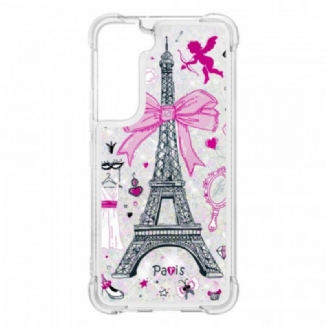 Capa Para Samsung Galaxy S22 5G As Lantejoulas Da Torre Eiffel