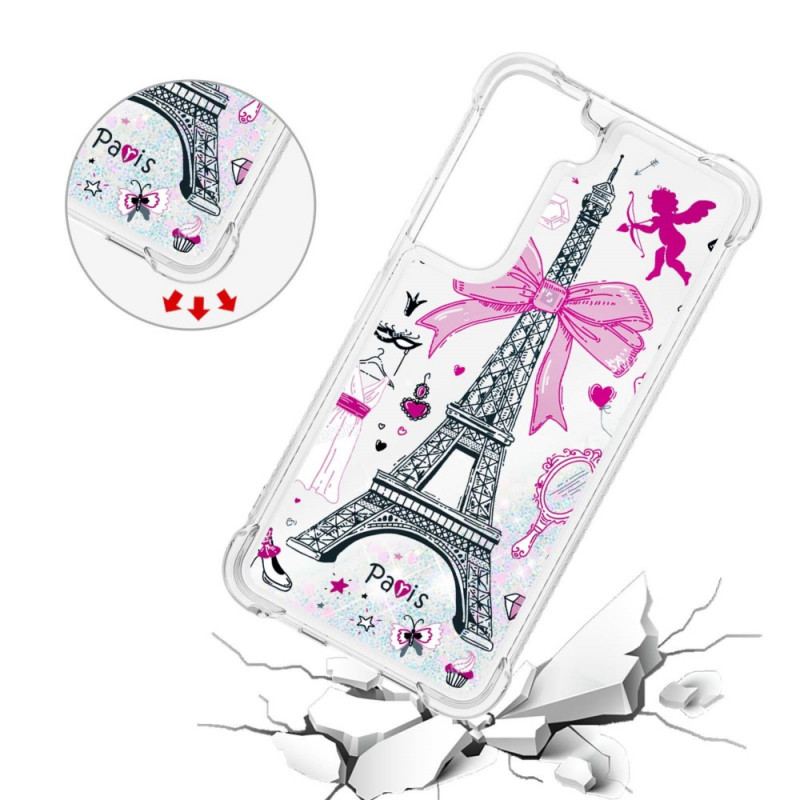 Capa Para Samsung Galaxy S22 5G As Lantejoulas Da Torre Eiffel