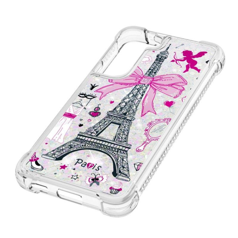 Capa Para Samsung Galaxy S22 5G As Lantejoulas Da Torre Eiffel