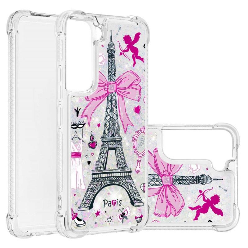 Capa Para Samsung Galaxy S22 5G As Lantejoulas Da Torre Eiffel