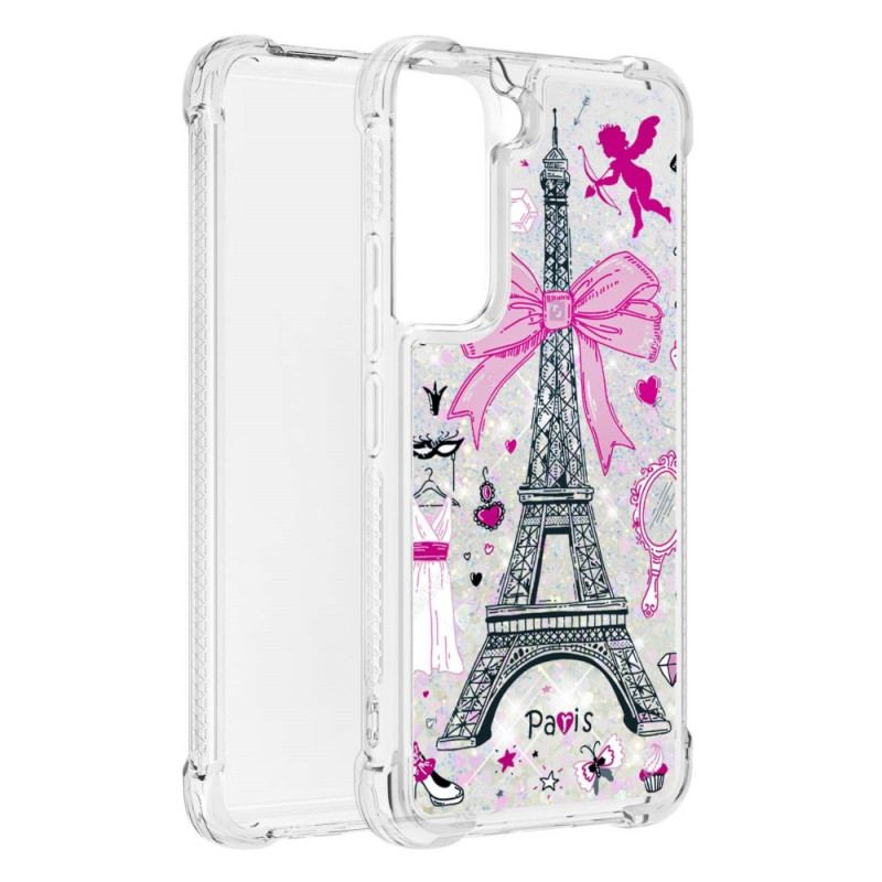 Capa Para Samsung Galaxy S22 5G As Lantejoulas Da Torre Eiffel