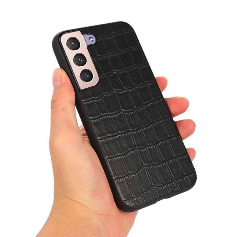 Capa Para Samsung Galaxy S22 5G Couro Genuíno Com Textura De Crocodilo