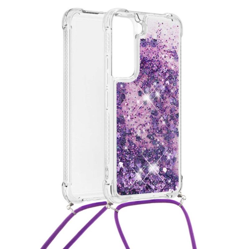 Capa Para Samsung Galaxy S22 5G Design De Lantejoulas Com Cordão