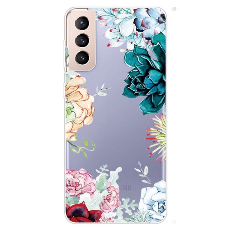 Capa Para Samsung Galaxy S22 5G Flores Em Aquarela Sem Costura