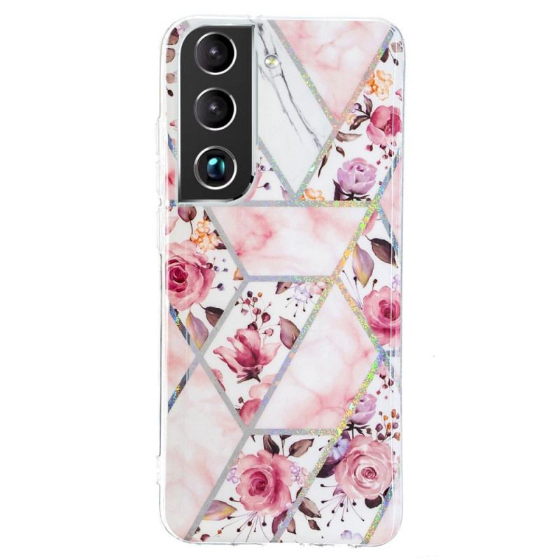 Capa Para Samsung Galaxy S22 5G Flores Em Mármore