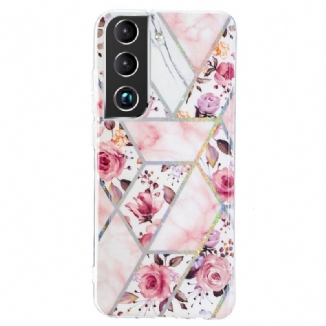 Capa Para Samsung Galaxy S22 5G Flores Em Mármore