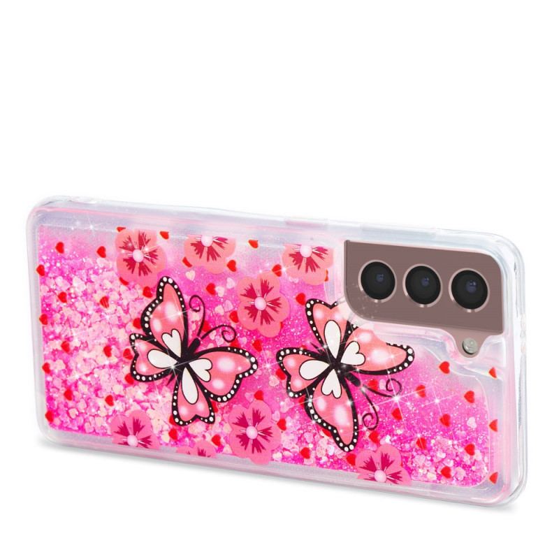 Capa Para Samsung Galaxy S22 5G Lantejoulas Borboletas