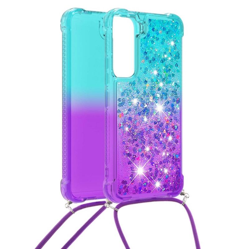 Capa Para Samsung Galaxy S22 5G Lantejoulas E Cordão De Silicone