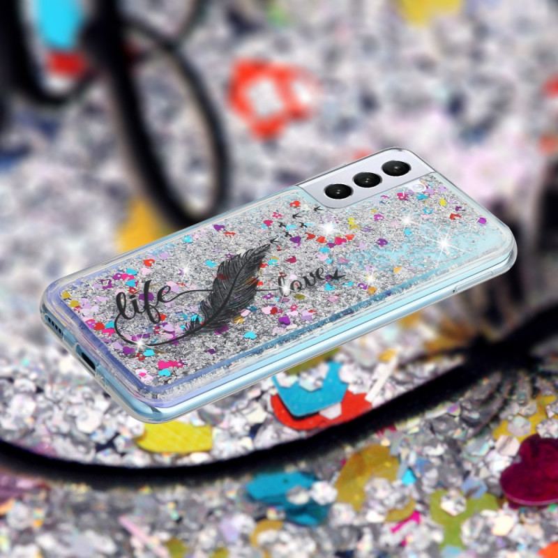 Capa Para Samsung Galaxy S22 5G Lantejoulas Life & Love