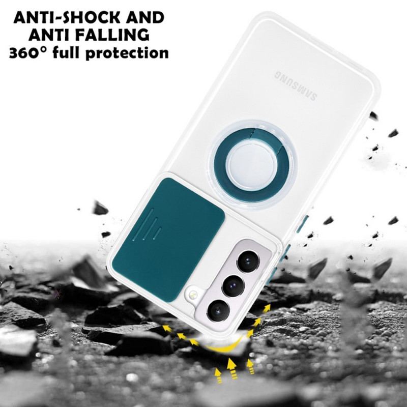 Capa Para Samsung Galaxy S22 5G Suporte De Anel E Protetores De Lente