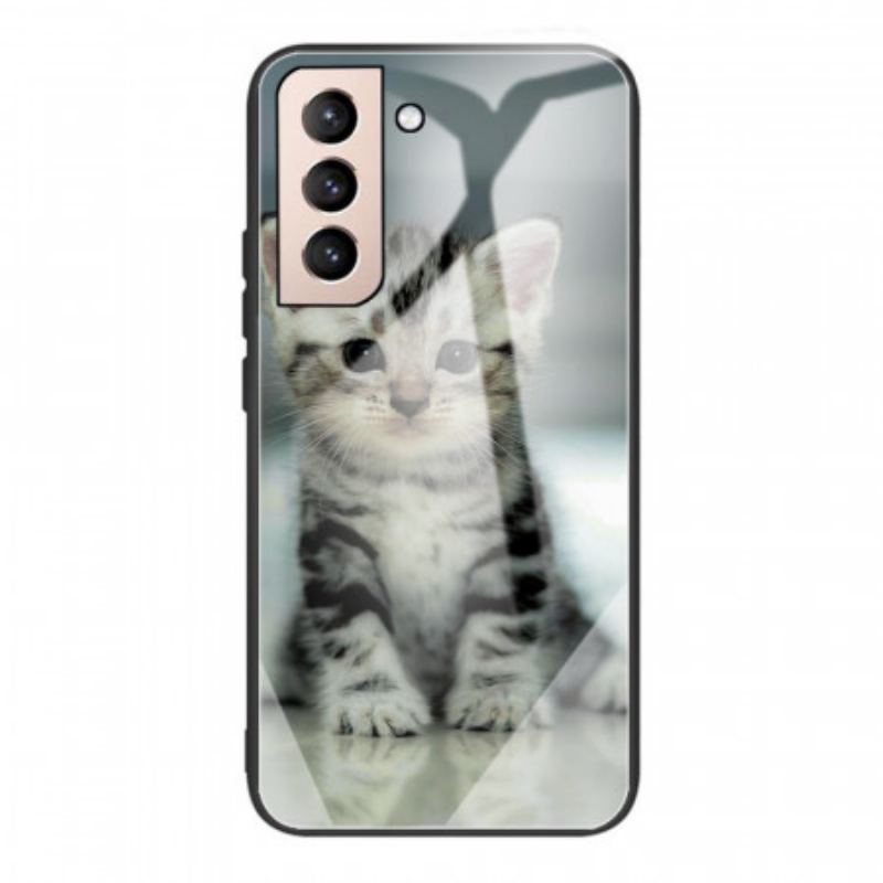 Capa Para Samsung Galaxy S22 5G Vidro Temperado Gatinho