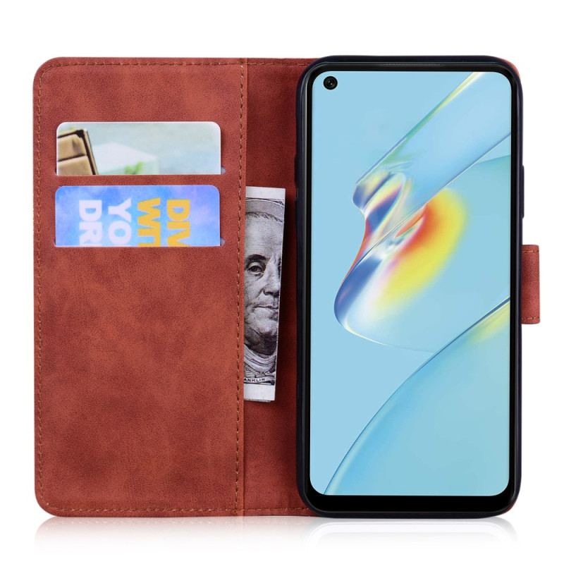 Capa De Couro Para Oppo Reno 8 Lite Borboleta